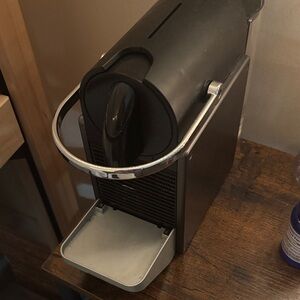 Nespresso Pixie Black Espresso Capsule Machine with Chrome Lever